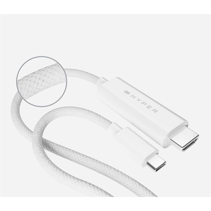 Hyper HyperJuice USB-C to HDMI 4K60Hz Cable 2.5m - White 