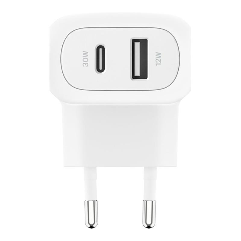 Belkin 42W PD Dual AC nabíjačka 30W USB-C & 12W USB-A - White 