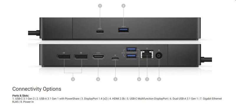 DELL Dokovacia stanica WD19S, 180W AC adaptér, EU USB 3.1 Typ-C 