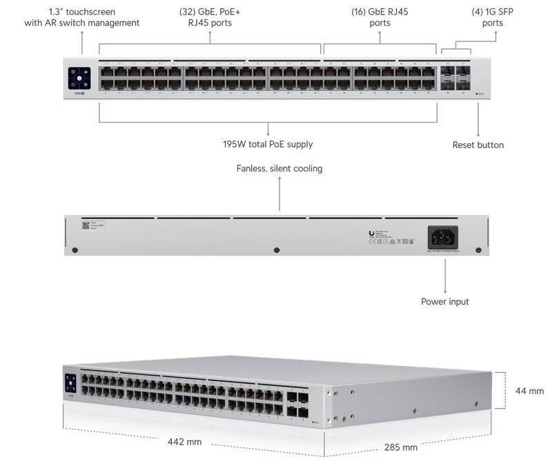 Ubiquiti UniFi switch Gen2 USW-48-POE 48x1000Mbps + 4x SFP   PoE/PoE+ (195W) 