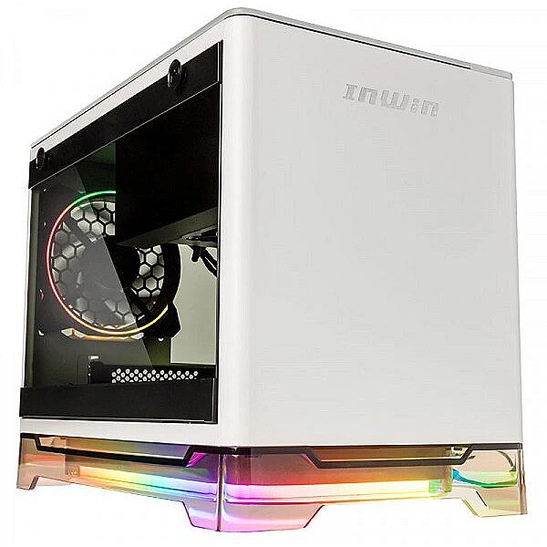 InWin case A1 Plus White, 650W PSU GOLD, Mini ITX, Tempered Glass, ARGB Fans, Qi 10W Charging panel 