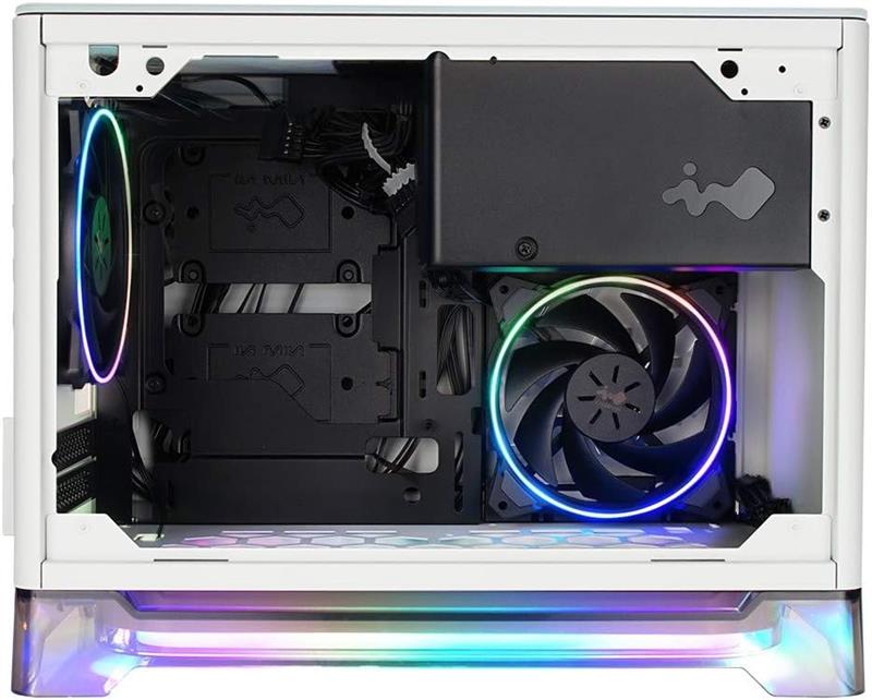 InWin case A1 Plus White, 650W PSU GOLD, Mini ITX, Tempered Glass, ARGB Fans, Qi 10W Charging panel 