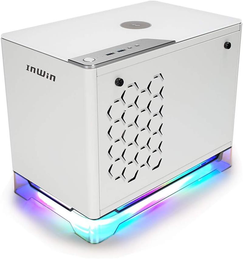 InWin case A1 Plus White, 650W PSU GOLD, Mini ITX, Tempered Glass, ARGB Fans, Qi 10W Charging panel 