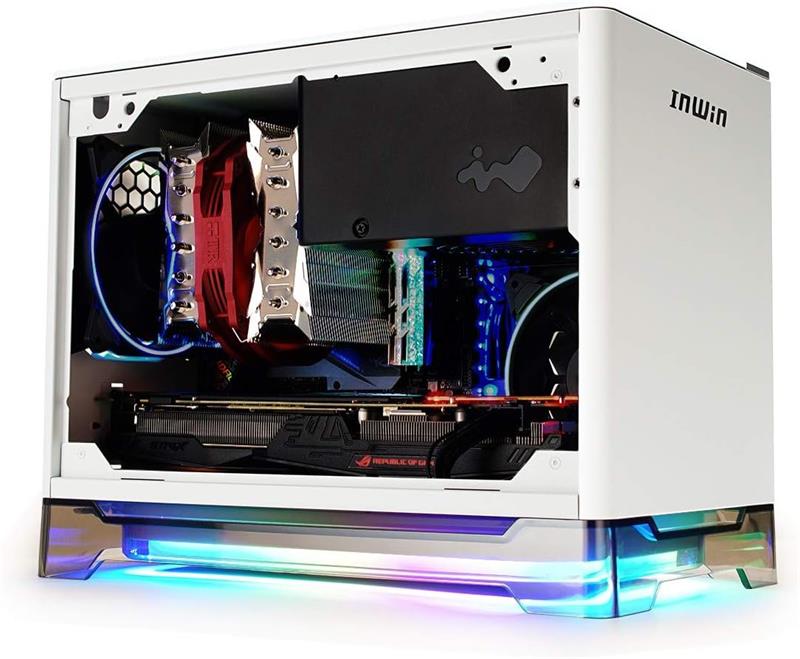 InWin case A1 Plus White, 650W PSU GOLD, Mini ITX, Tempered Glass, ARGB Fans, Qi 10W Charging panel 