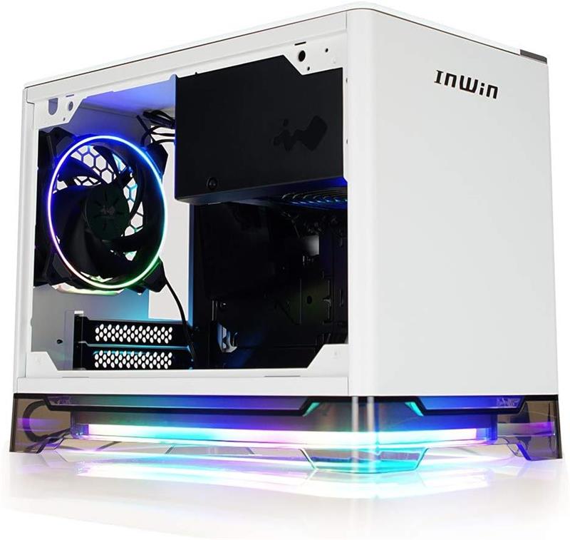 InWin case A1 Plus White, 650W PSU GOLD, Mini ITX, Tempered Glass, ARGB Fans, Qi 10W Charging panel 