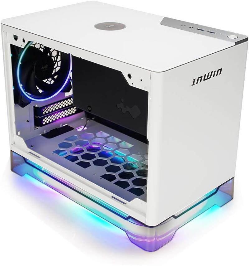 InWin case A1 Plus White, 650W PSU GOLD, Mini ITX, Tempered Glass, ARGB Fans, Qi 10W Charging panel 