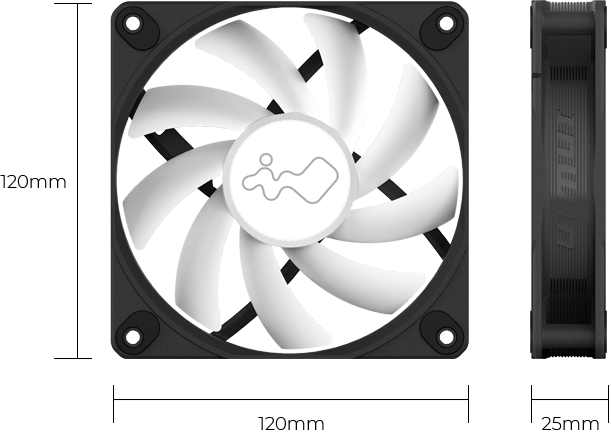 InWin Case fan Luna AL120, 120mm, ARGB, Black (Triple pack+ ARGB Controler) 