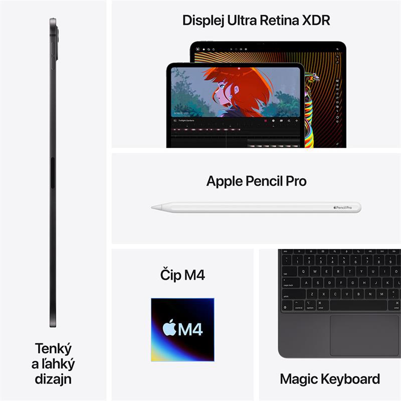 Apple iPad Pro 11" (M4)/ Wi-Fi + Cellular, N.G./ 11"/ 2420x1668/ 16GB/ 1TB/ iPadOS/ Space Black 