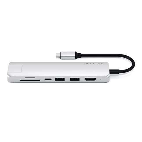 Satechi USB-C Slim Multiport adaptér with Ethernet - Silver Aluminium *Rozbalený*