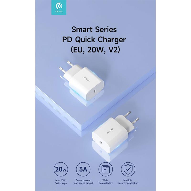 Devia sieťová nabíjačka Smart Series PD Quick Charger 20W - White 