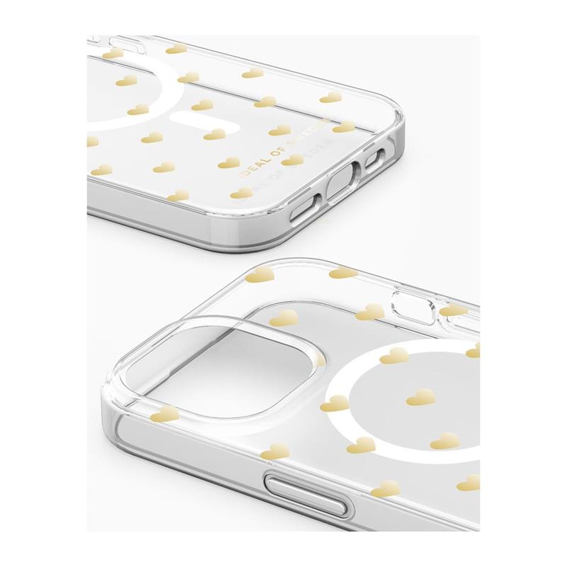 iDeal Fashion Clear Case MagSafe iPhone 15 Pro Golden Hearts 
