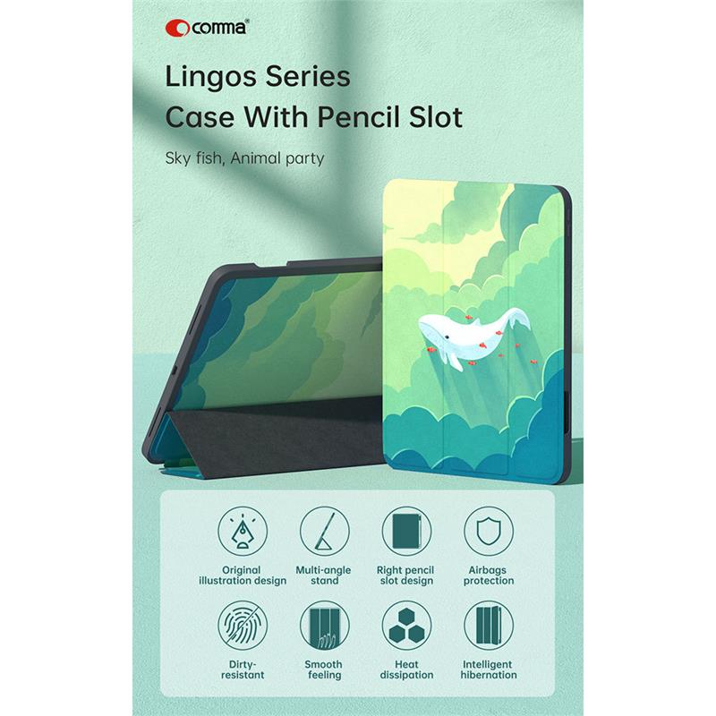 Comma puzdro Lingos Case with Pencil Slot pre iPad 10.9" 2022 10th Gen - Animal Party 