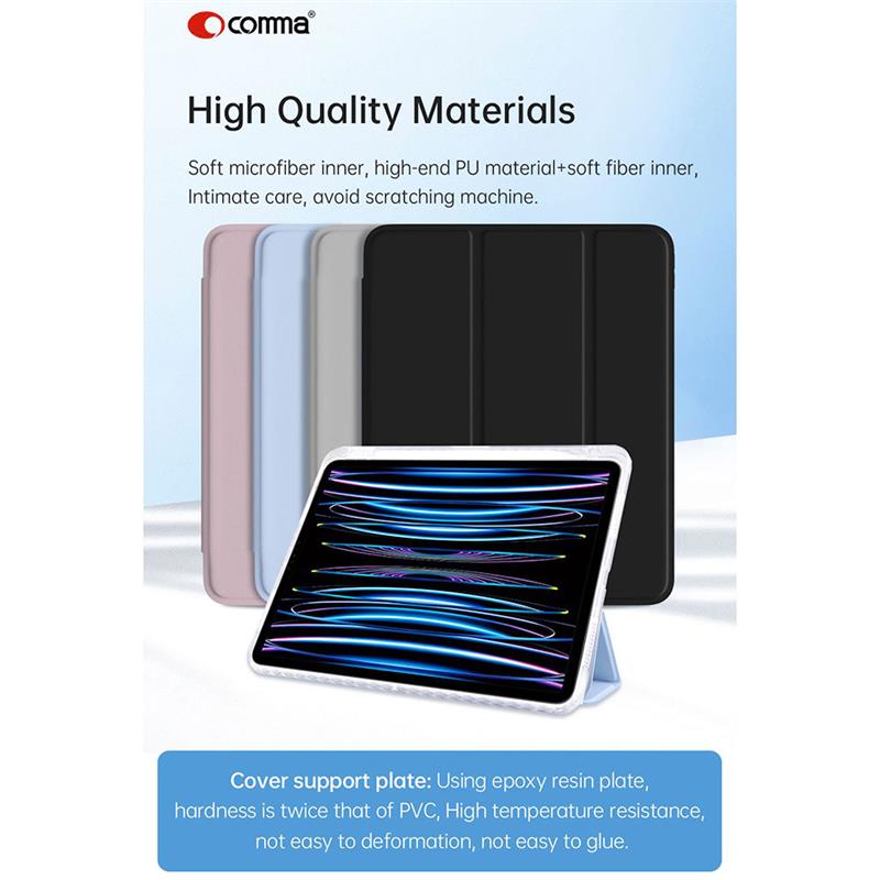 Comma puzdro Joy Series PU Case With Pencil Slot pre iPad Pro 11" M4/M5 - Light Blue 
