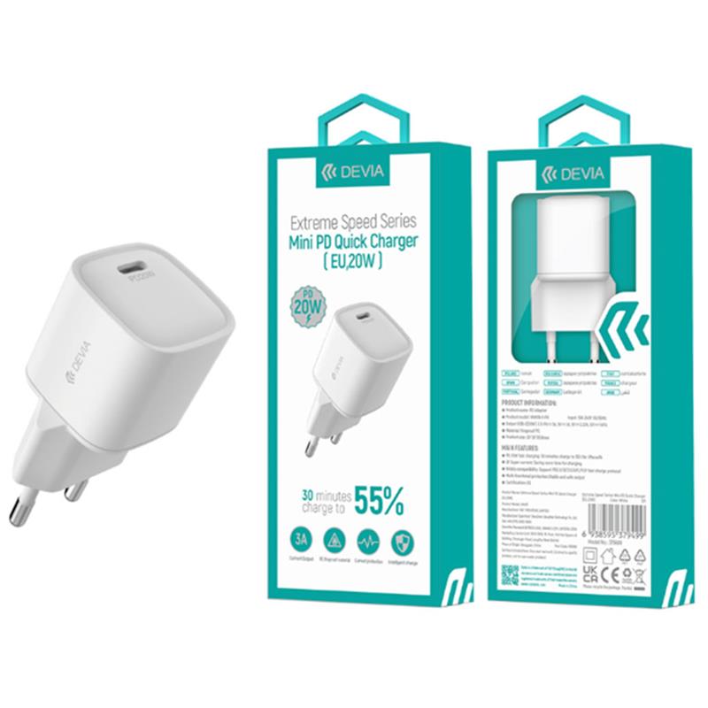 Devia sieťová nabíjačka Extreme Speed Mini PD Quick Charger 20W - White *Rozbalený* 