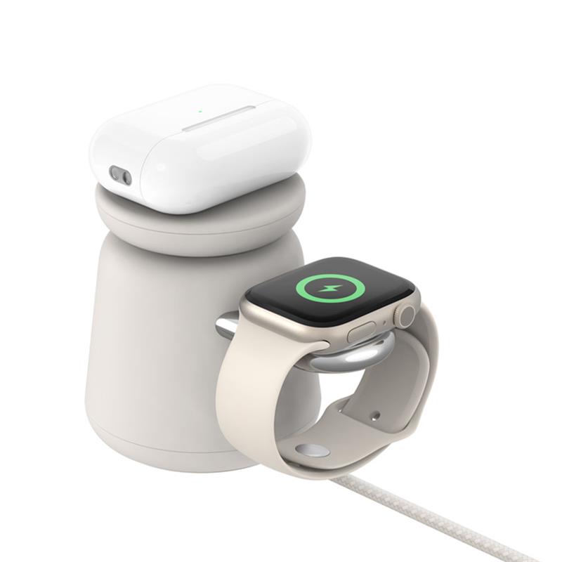 Belkin Boost Charge Pro 2-in-1 Wireless Charging Dock with Magsafe 15W - Sand 
