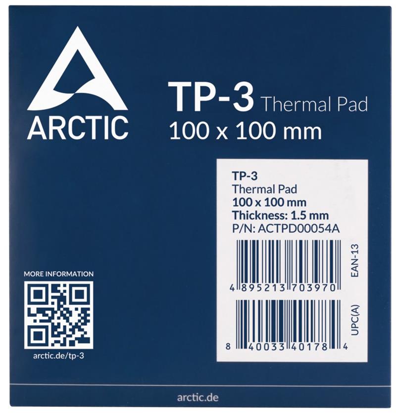Arctic TP-3 Premium Performance Thermal Pad, 100x100mm, t:1.5mm 