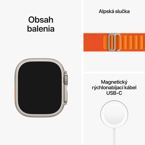 Apple Watch Ultra GPS + Cellular, 49mm titánové puzdro s oranžovým alpským ťahom - Small *Rozbalený* 