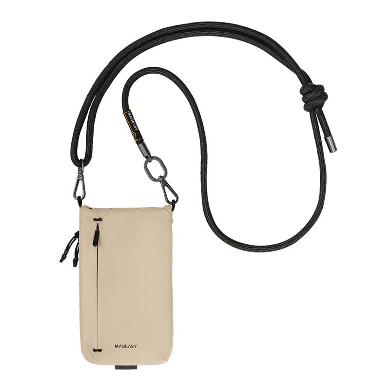 SwitchEasy Sacoche Utility Crossbody Bag + Strap Phone Lanyard 8.3mm - Sand Beige + Black 