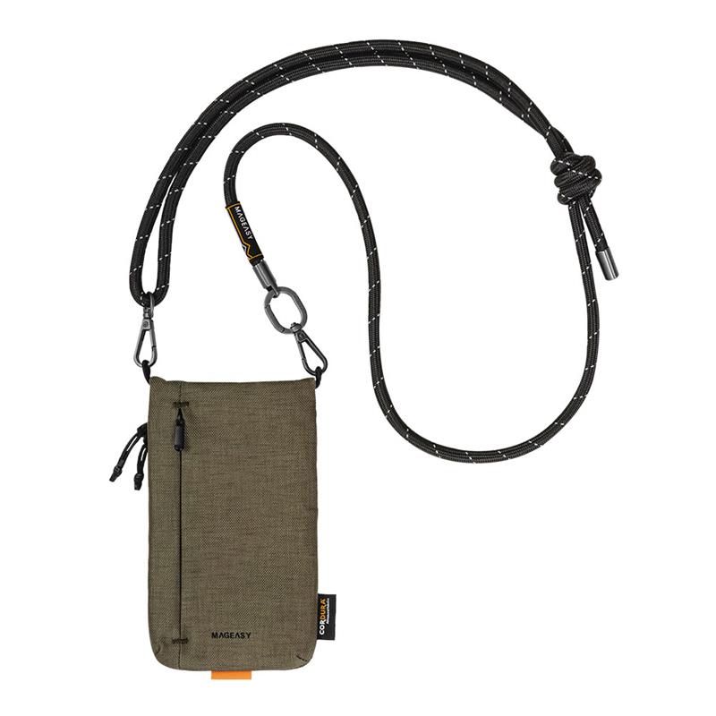 SwitchEasy Sacoche Utility Crossbody Bag + Strap Phone Lanyard 8.3mm - Wild Green + Reflective Black 