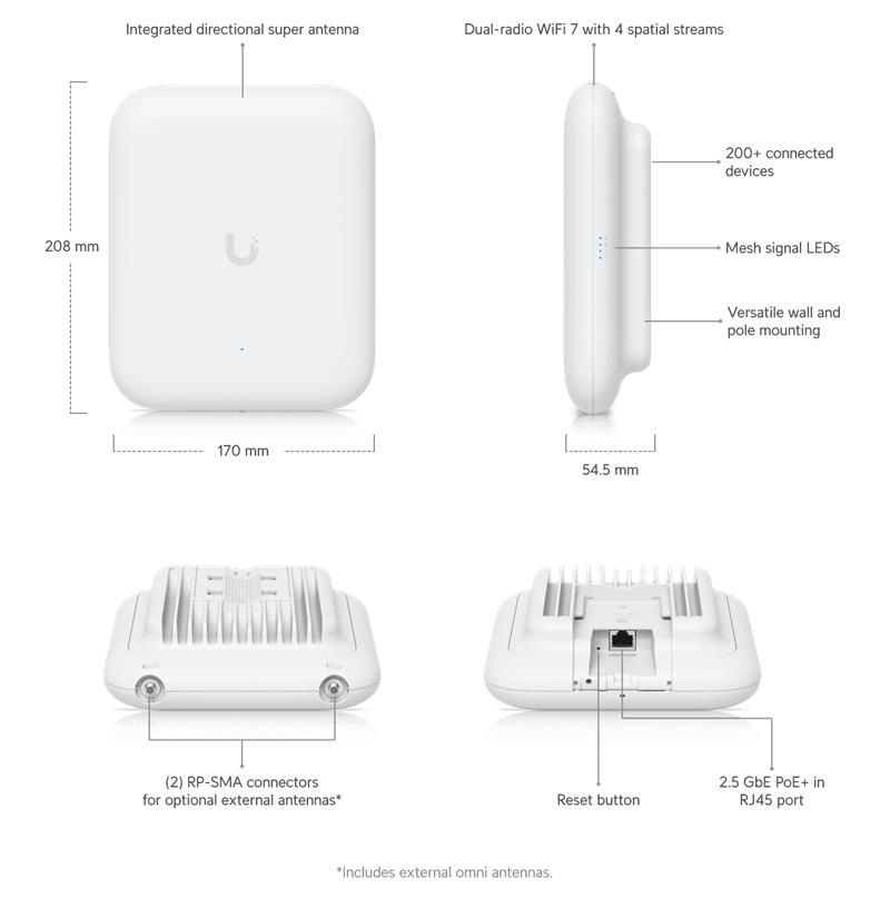 Ubiquiti UniFi AP 7 Outdoor   WiFi7  (688/4300/---Mbps) 