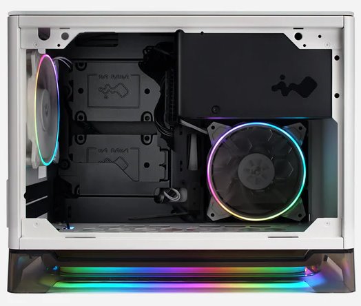 InWin case A1 Plus White, 650W PSU GOLD, Mini ITX, Tempered Glass, ARGB Fans, Qi 10W Charging panel 