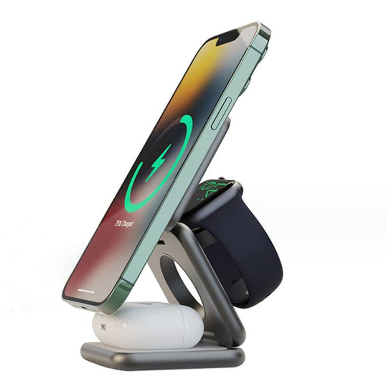 Prodigee Trio Foldable Magnetic 3-in-1 Charging Station - Space Gray 