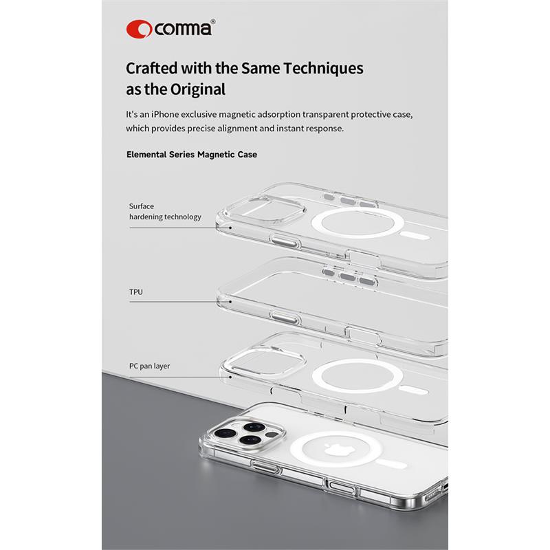 Comma kryt Elemental Series Magnetic Case pre iPhone 16 Pro - Clear 