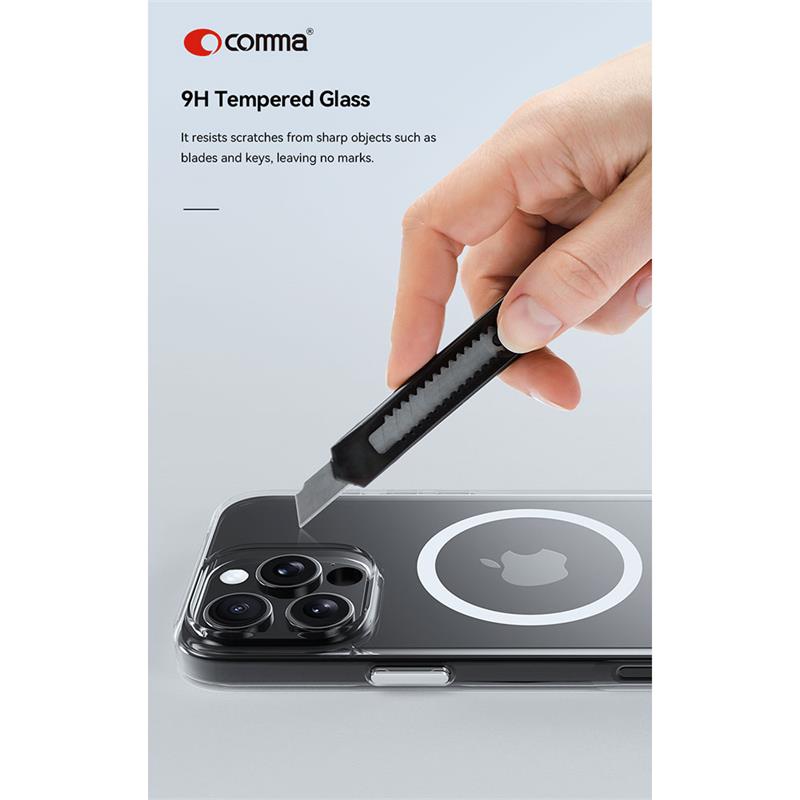 Comma kryt Glass Series Magnetic Case pre iPhone 16 - Clear 