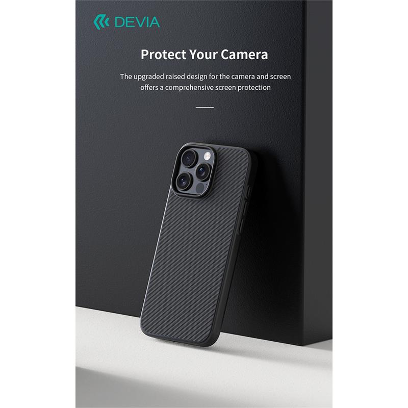 Devia kryt Kevlar Ultra-Thin Magnetic Shockproof Case pre iPhone 16 - Black 