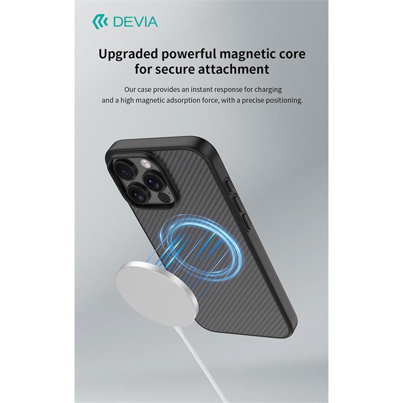 Devia kryt Kevlar Ultra-Thin Magnetic Shockproof Case pre iPhone 16 - Black 