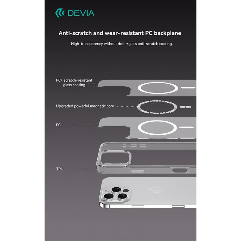 Devia kryt Pure Clear Magnetic Shockproof Case pre iPhone 16 Pro Max - Clear 