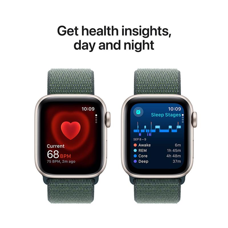 Apple Watch SE GPS + Cellular 44mm Starlight Aluminium Case with Lake Green Sport Loop 