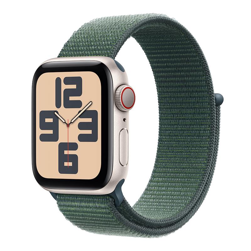 Apple Watch SE GPS + Cellular 44mm Starlight Aluminium Case with Lake Green Sport Loop 