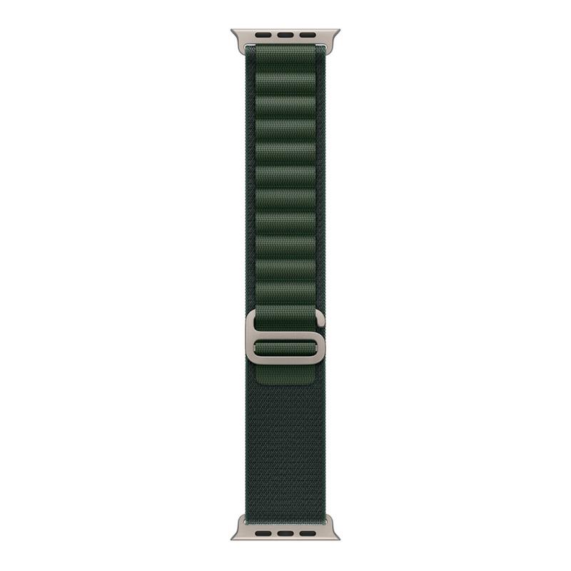 Apple Watch 49mm Dark Green Alpine Loop - Small - Natural Titanium Finish 
