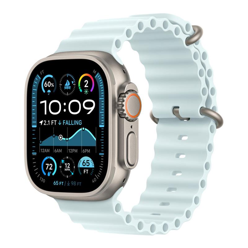 Apple Watch 49mm Ice Blue Ocean Band Extension - Natural Titanium Finish 