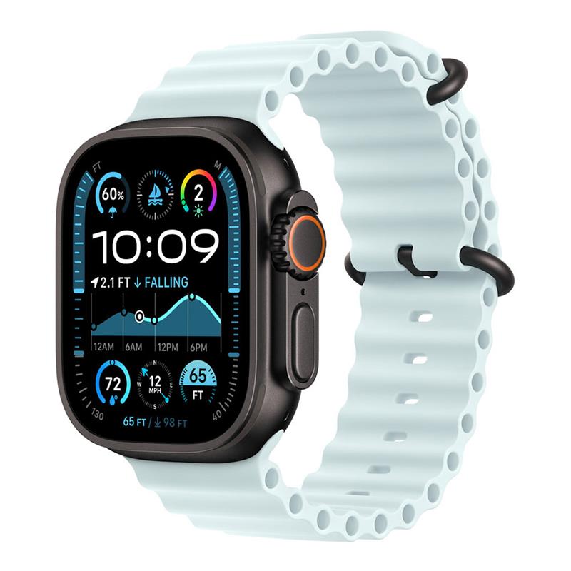 Apple Watch 49mm Ice Blue Ocean Band - Black Titanium Finish 