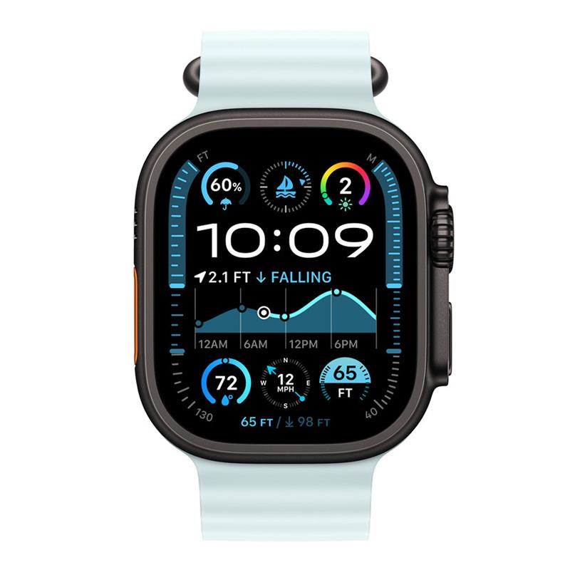 Apple Watch 49mm Ice Blue Ocean Band - Black Titanium Finish 