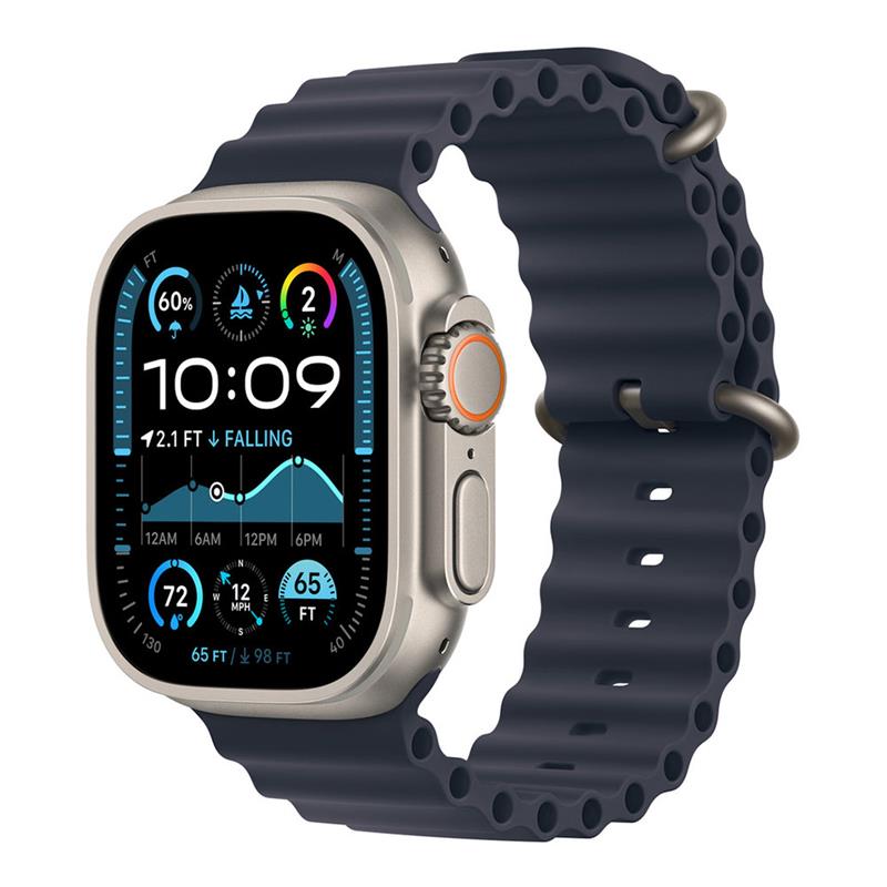 Apple Watch 49mm Navy Ocean Band Extension - Natural Titanium Finish 