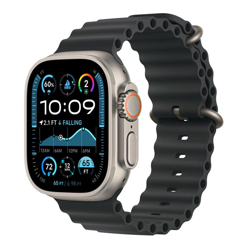 Apple Watch 49mm Black Ocean Band Extension - Natural Titanium Finish 