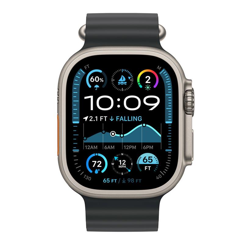 Apple Watch 49mm Black Ocean Band Extension - Natural Titanium Finish 