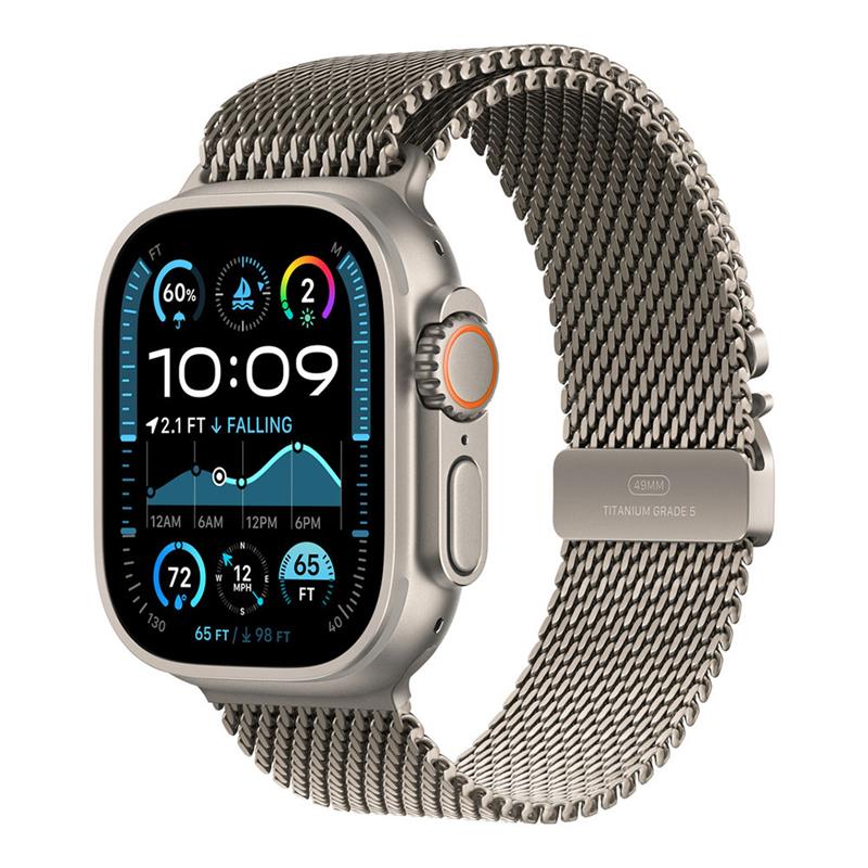 Apple Watch 49mm Natural Titanium Milanese Loop - Medium 