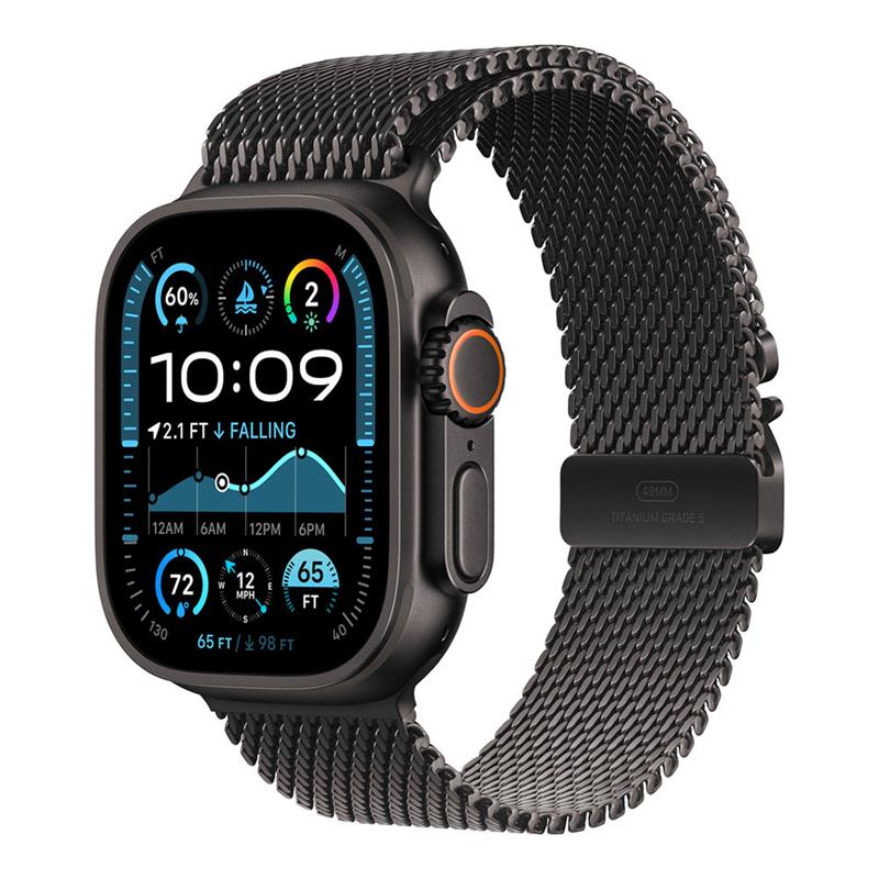 Apple Watch 49mm Black Titanium Milanese Loop - Medium 