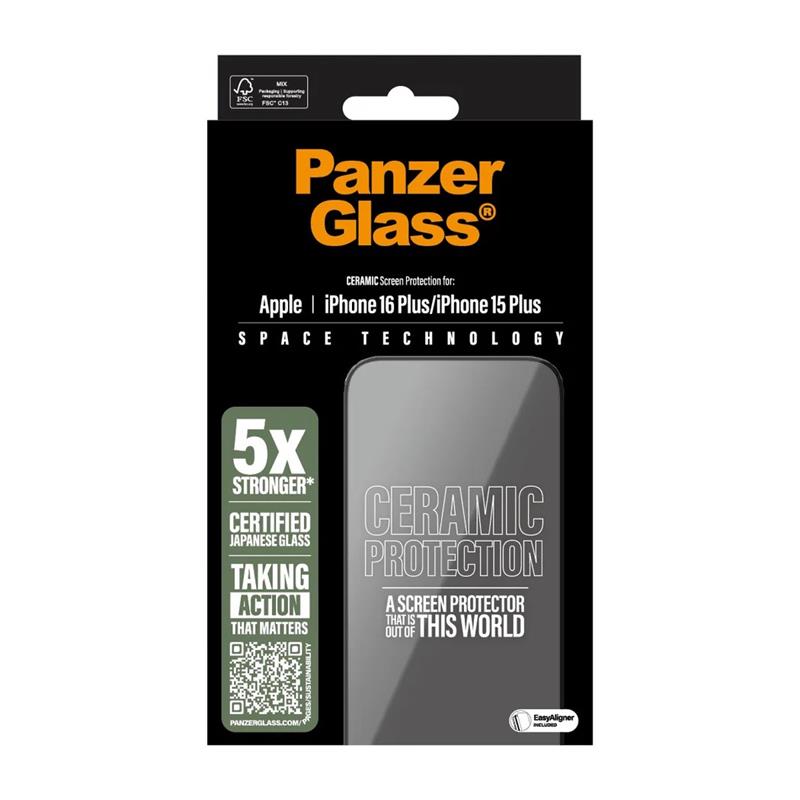 PanzerGlass ochranné sklo UWF Ceramic Protection pre iPhone 16 Plus - Black Frame 