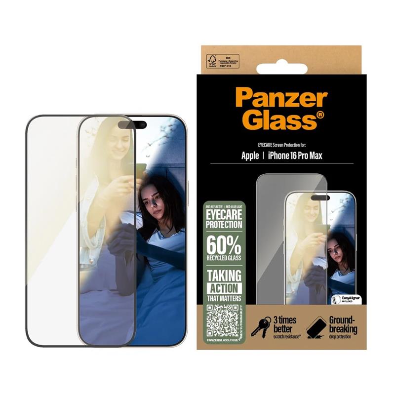 PanzerGlass ochranné sklo UWF EyeCare pre iPhone 16 Pro Max - Black Frame 