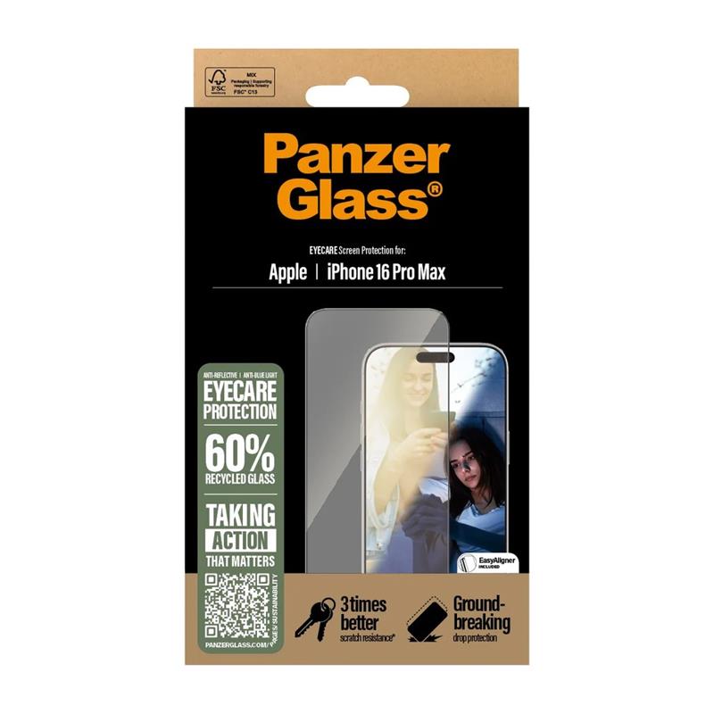 PanzerGlass ochranné sklo UWF EyeCare pre iPhone 16 Pro Max - Black Frame 