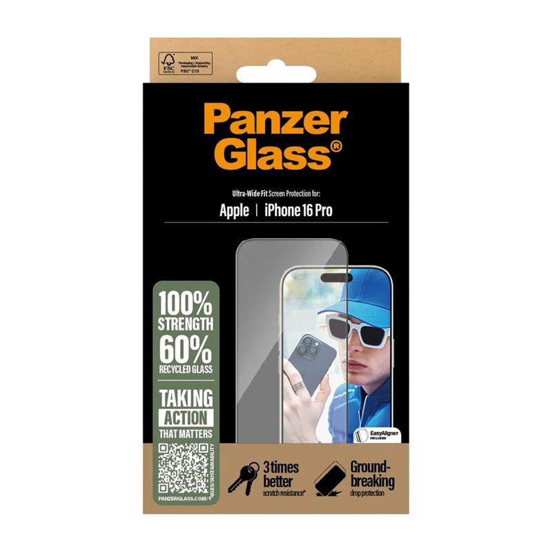 PanzerGlass ochranné sklo UWF pre iPhone 16 Pro - Black Frame 