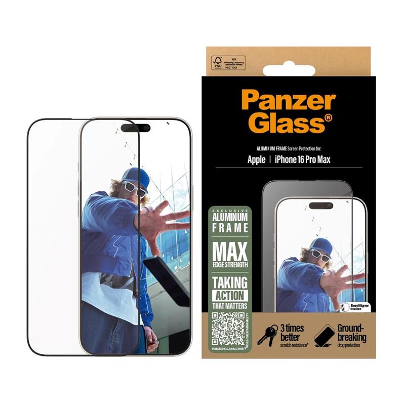 PanzerGlass ochranné sklo UWF pre iPhone 16 Pro Max - Aluminium Frame 