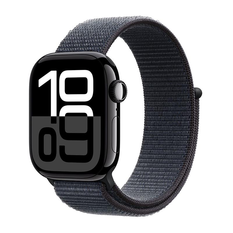 Apple Watch Series 10 GPS + Cellular 42mm Jet Black Aluminium Case with Ink Sport Loop 