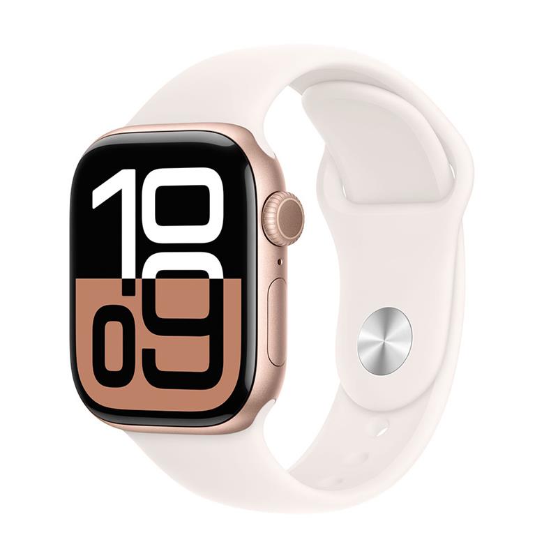 Apple Watch Series 10 GPS + Cellular 42mm Rose Gold Aluminium Case with Light Blush Sport Band - S/M 