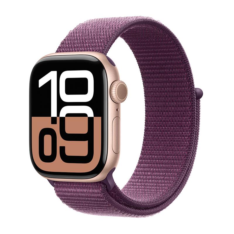 Apple Watch Series 10 GPS + Cellular 42mm Rose Gold Aluminium Case with Plum Sport Loop 